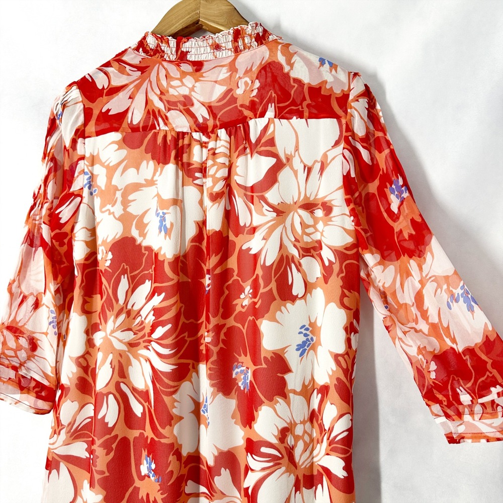 Diane von Furstenberg 100% Silk Chiffon 3/4 Sleeve Red Dress Womens Size 6 - Picture 10 of 15